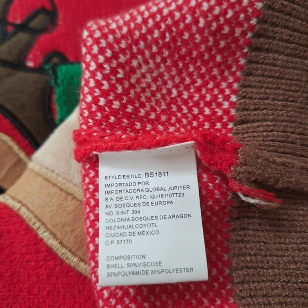 Christmas  Womens  Sz Small Sweater Reindeer Lights Applique Red Holiday Knit - Picture 4 of 8